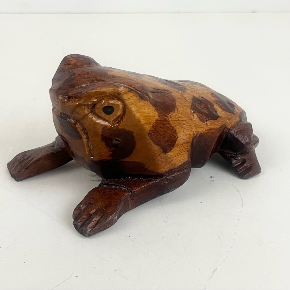 Hand Carved Wooden Frog